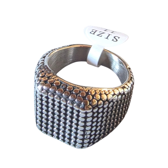 Each X Other Other - New Stainless Steel Textured Ring Size 11